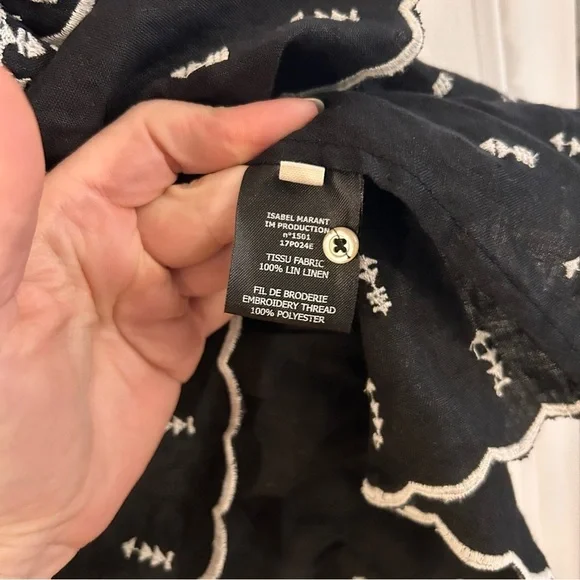 ISABEL MARANT ÉTOILE Daniela Boxy Embroidered Ruffle Blouse, Black - Picture 5 of 8